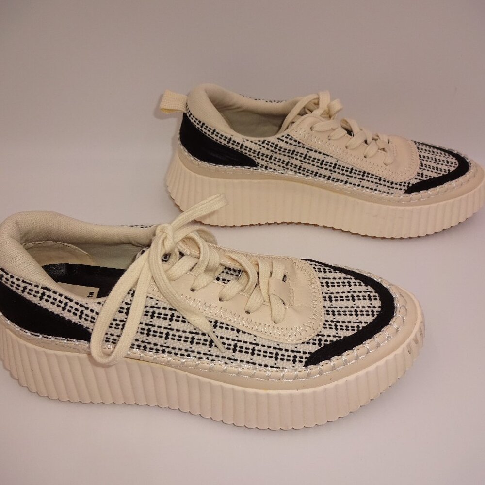 Womens Dolce Vita Denae Platform Sneakers 8.5 M White & Black Tennis Shoes
